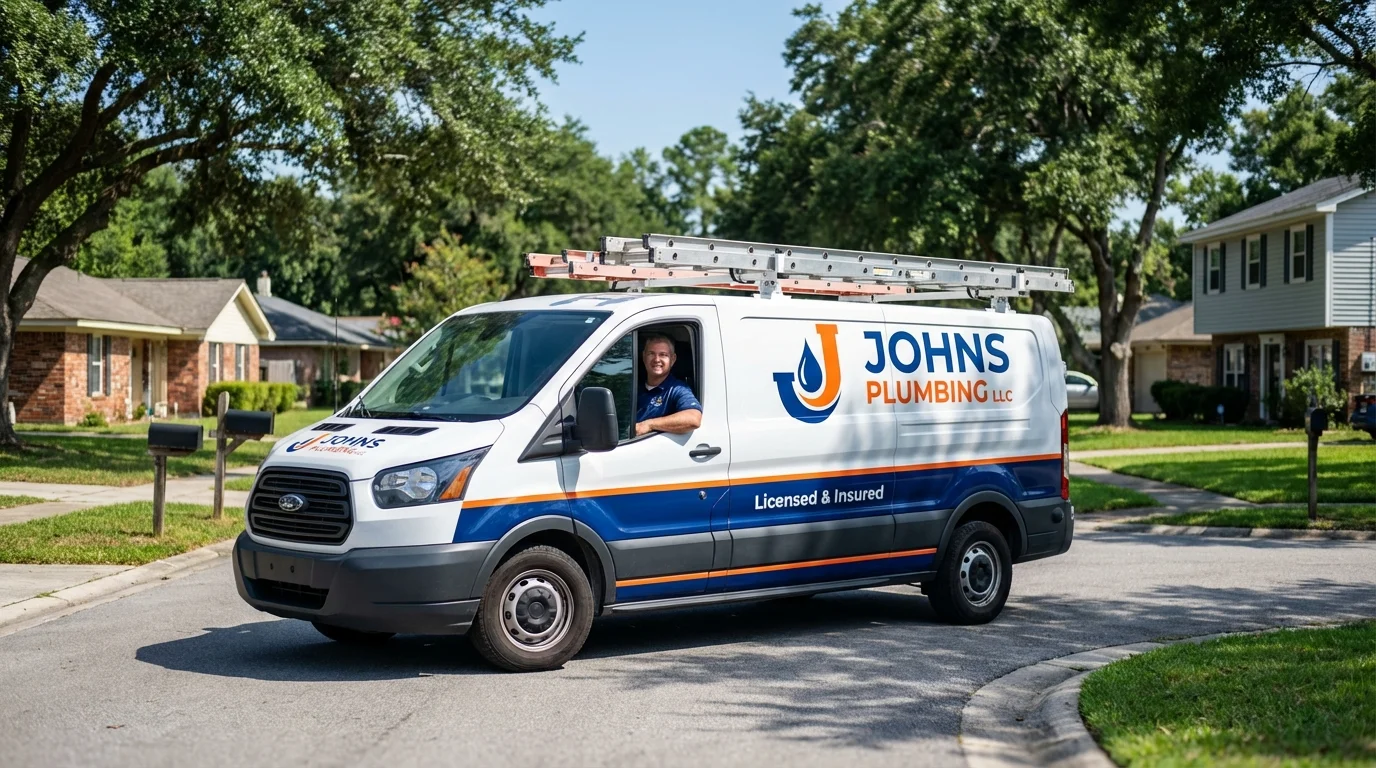 Johns Plumbing LLC service van in Takoma Park, MD