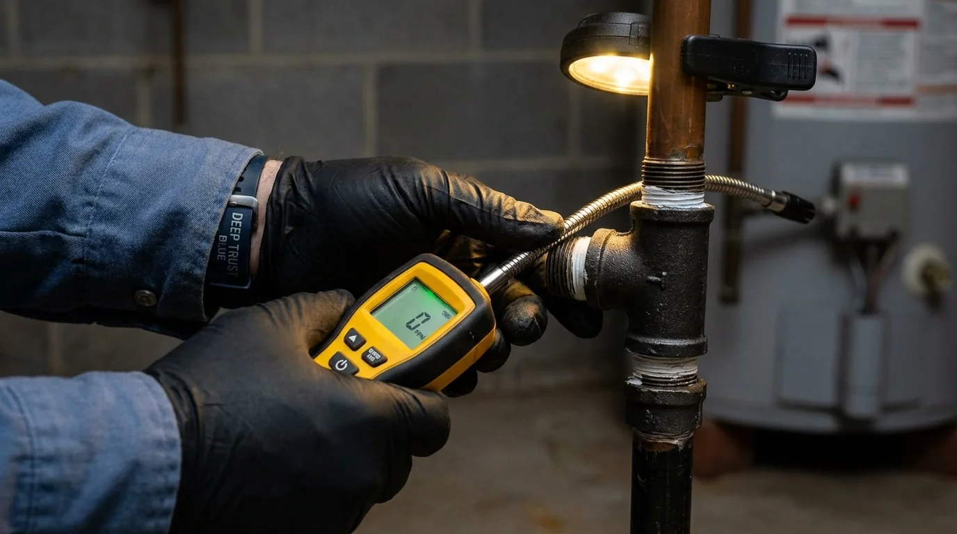 Gas leak detection with electronic sniffer by Johns Plumbing LLC in Takoma Park