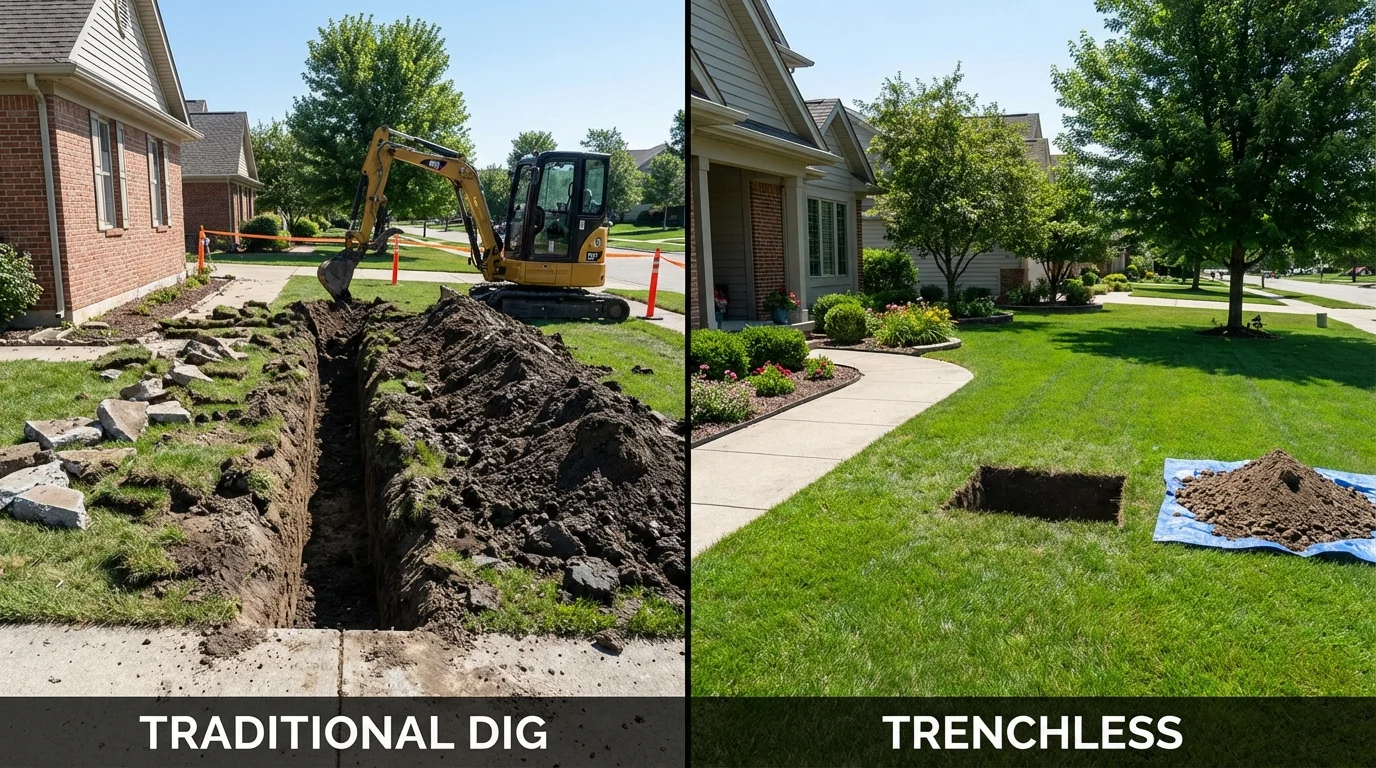 Trenchless sewer repair with minimal yard damage versus traditional excavation in Takoma Park, MD